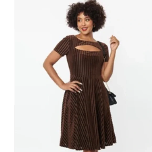 brown swing dress Velvet Swing Dress  POSH STYLE